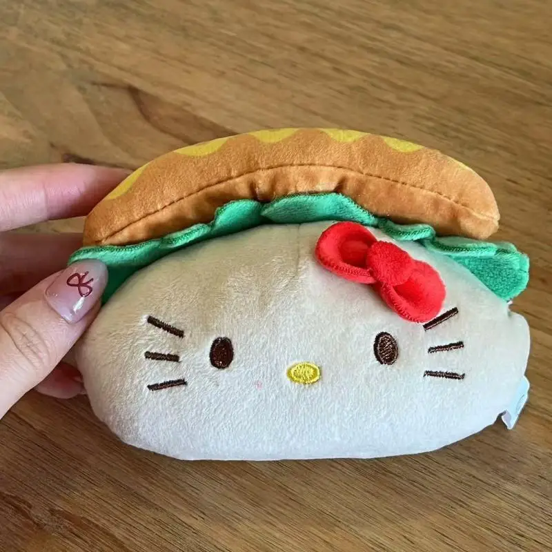 Kawaii Sanrio Hello Kitty น่ารักการ์ตูนของเล่นตุ๊กตากระเป๋าเป้สะพายหลังจี้ Hot Dog Toast พวงกุญแจเด็กหญิงตกแต่งของขวัญวันเกิด