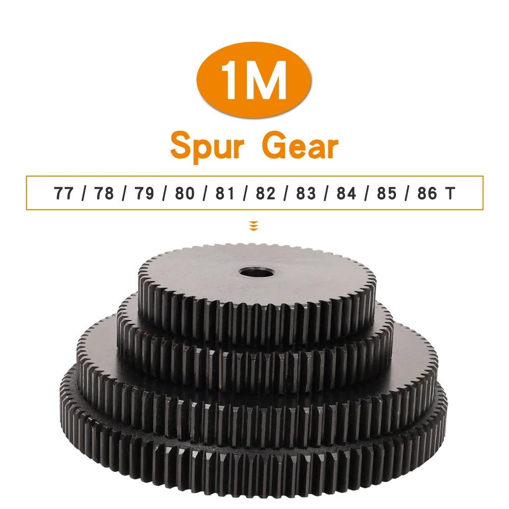 Spur Gear 1M-77T/78T/79T/80T/81T/82T/83T/84T/85T/86T Teeth Pitch 3.14 mm Total Height 10 mm Gear Wheel Carbon Steel Blackening