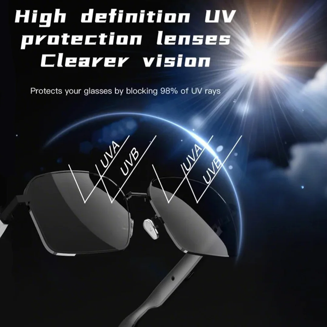 نظارات ذكية أنيقة لاسلكية 5.4 مكبر صوت مدمج، يدعم الرياضة الخارجية ومضاد للأشعة فوق البنفسجية مناسبة للرجال والنساء