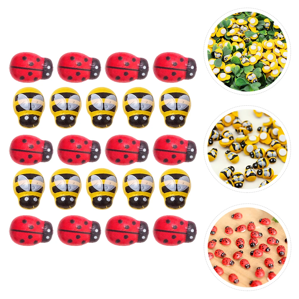 

200 Pcs Ladybug Bee Decor Accessories Durable Simulation Figurines Garden Indoor Wall Ladybug Figurine Art Honey Statue