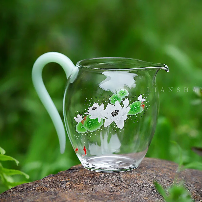 Fish Playing Lotus Fair Cup High Borosilicate Thickened Glass Resistant Tea Divider Handheld Even Cup Gong Dao Bei