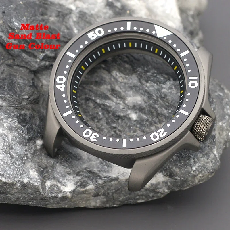 Mod Gun Colour SKX009 SKX007 Watch Case Sand Blast Matte Fit NH34 NH35 NH36 Automatic Movt Stainless Steel Sapphire Glass Case