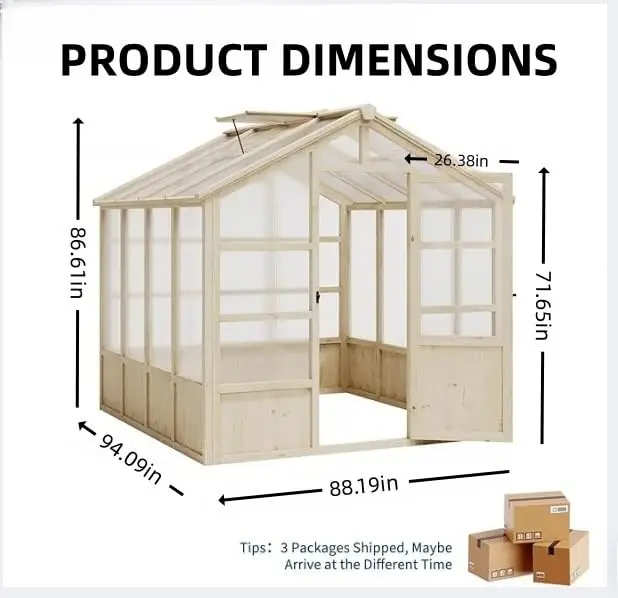 

Сверхмощная деревянная теплица с поликарбонатными панелями и запирающейся дверью — прочный деревянный каркас, садовый зеленый дом