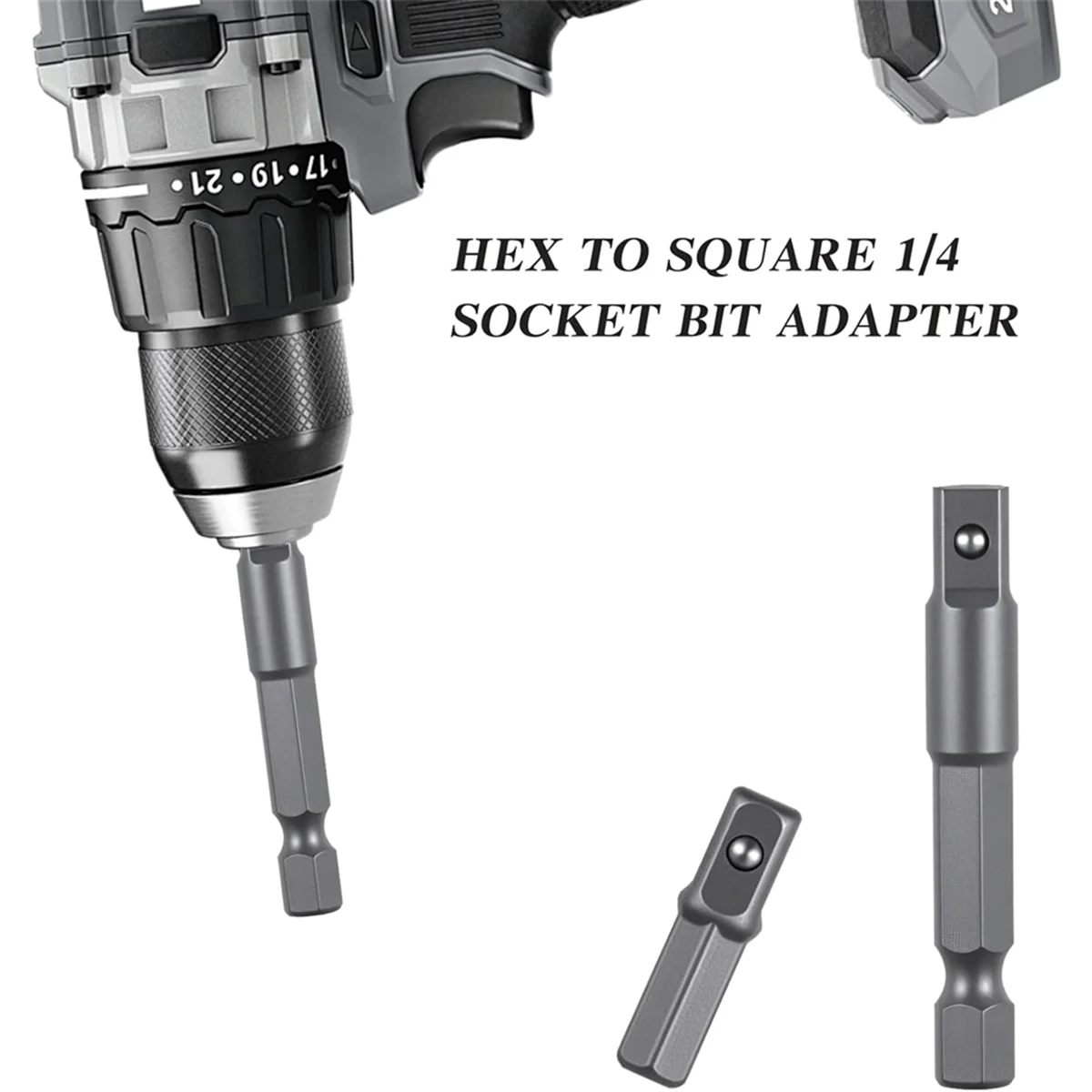 A002 8 Pieces 1/4 Hex to 1/4 Square Socket Adapter, Drill Socket Adapter Square Socket Drill Adapter 1/4 Inch for Car DIY