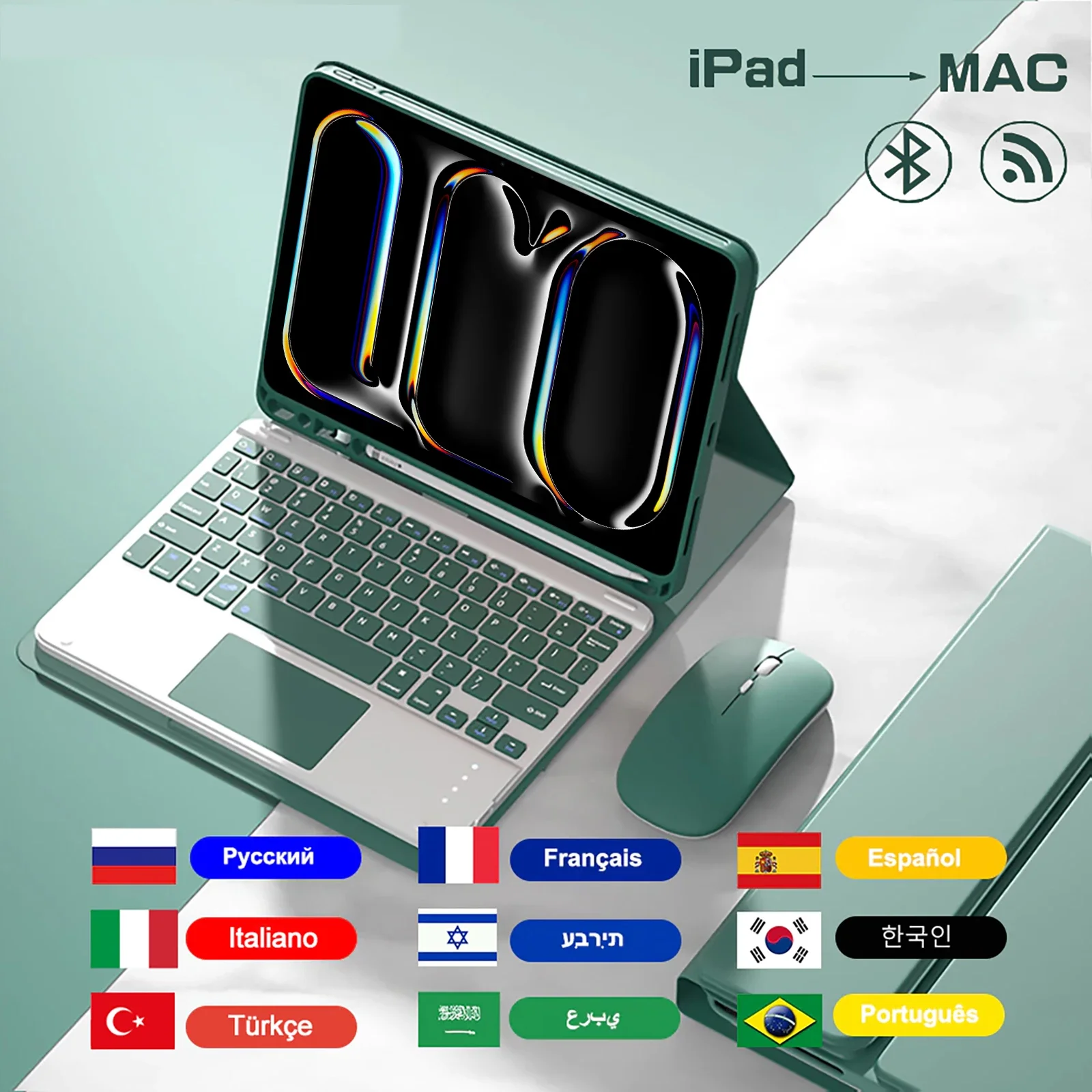 

Чехол с сенсорной панелью и клавиатурой для iPad 10 2022 Pro 11 Air 6 Air 5 4, чехол Air 3 2 Pro 10,5 10,2, 8-го поколения, чехол с магнитной клавиатурой