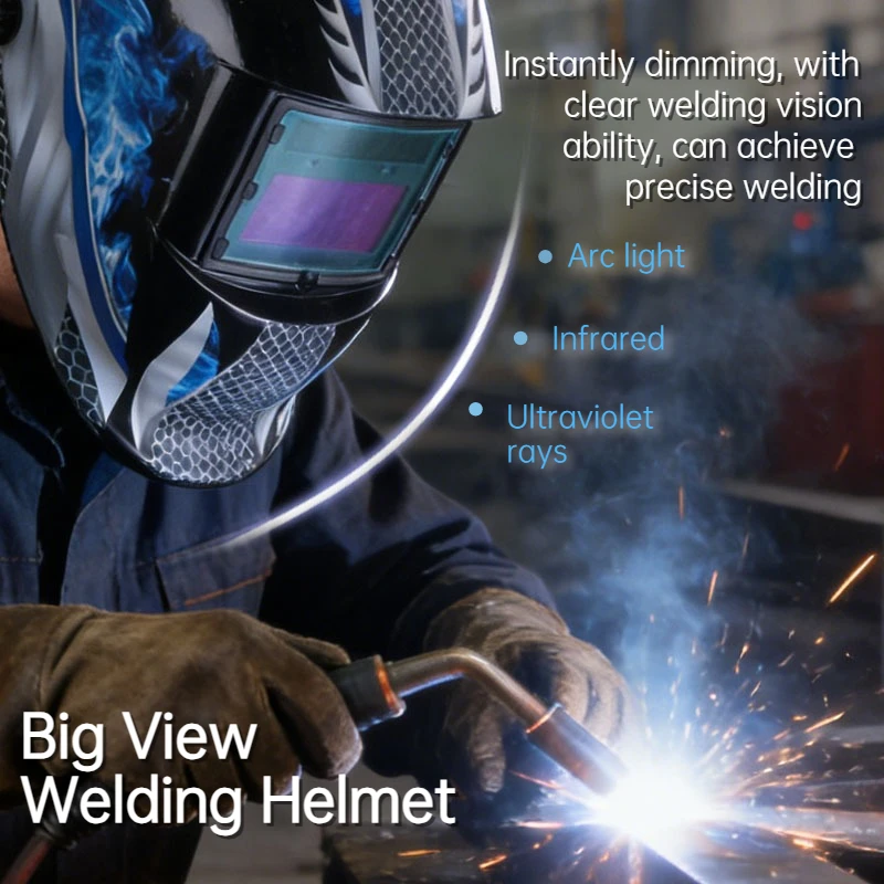 

Solar powered automatic variable head welding mask, anti strong light and anti splash welding helmet with large field of view