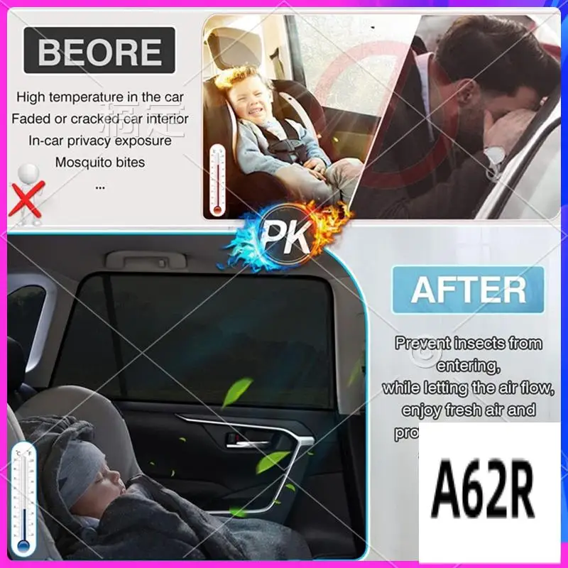 

R2-Car Window Sunshade, Rear Seat Window Sunshade, Car Anti-Mosquito Curtain, Heat Protection Stretch Car Window Cover