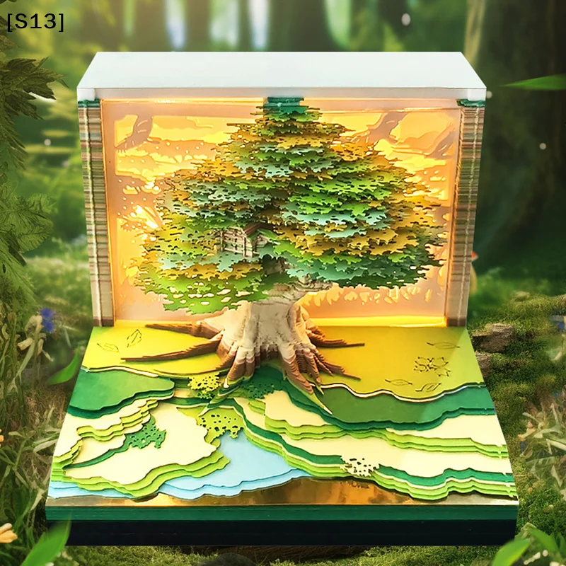

Time Piece Calendar 2026 Desk Calendar With LED Light 3D Tear-away Calendar Paper Carving Art Memo Pad Notepad Gift Christmas[Q]