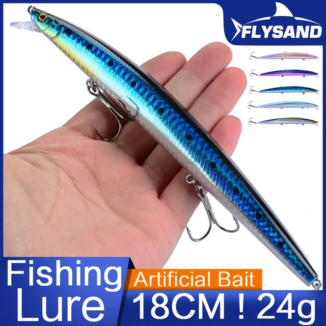 FLYSAND Przynęty wędkarskie Twarda przynęta Crankbaits Isca Sztuczna Pesca Sea Wobbler Przynęty do pływania Big Laser Minnow 18cm/24g