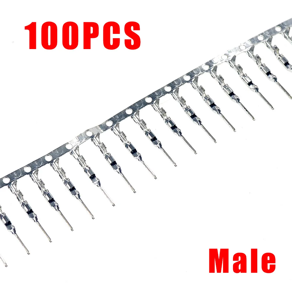 100 PCS 2.54mm male Dupont Jumper Wire Terminal Connector Pins Crimp Copper