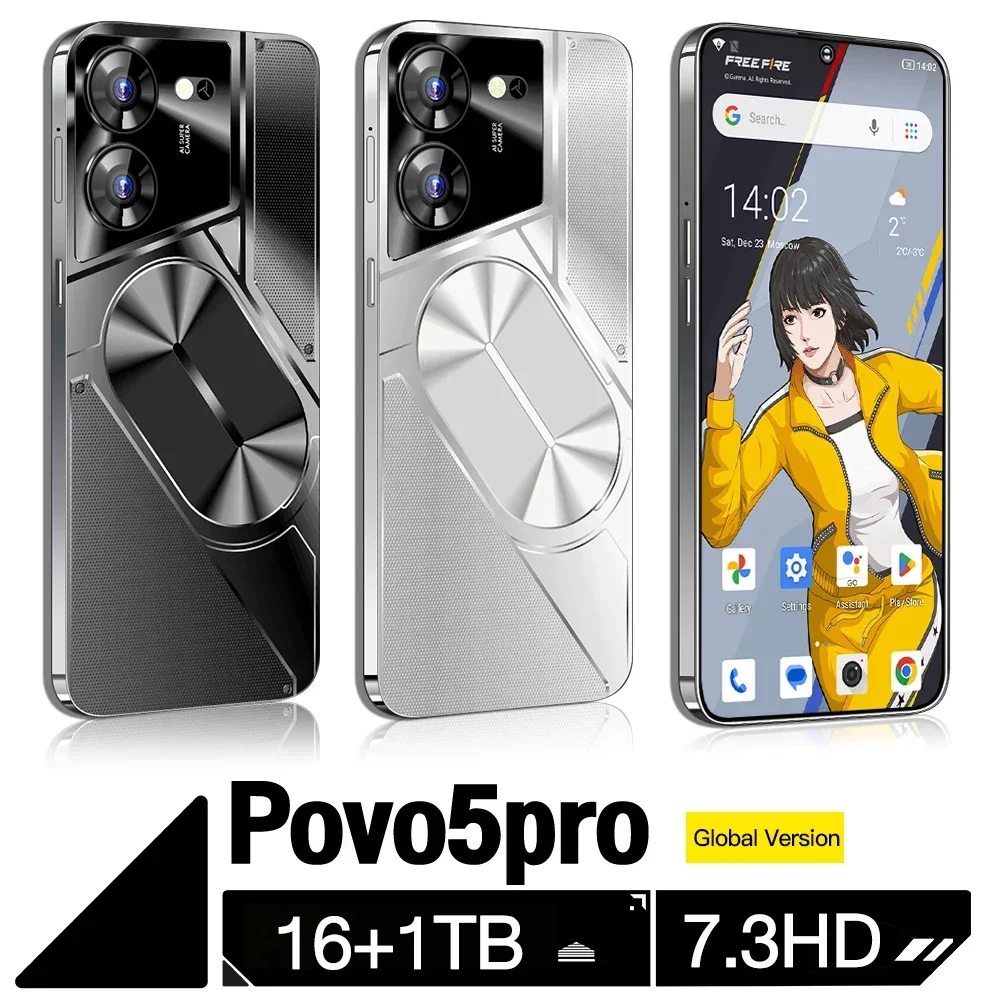 2024 New Povo5pro smartphone 4G Smart Island HD screen 16GB+1TB simultaneously supports 2 mobile phone cards + memory cards