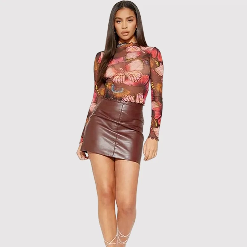 محطة مستقلة شبكة فراشة الطباعة قصيرة الأكمام تي شيرت المرأة الاتجاه الأعلى T-shirt2025 جديد #4