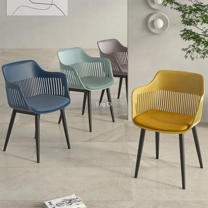

Modern Industerial Plastic Dining Chair Upholstery Yellow Floor Relaxing Desk Chair Designer Outdoor Cadeiras Hall Furniture