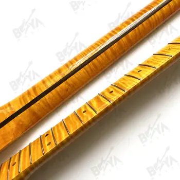 ST Tiger 火焰楓木吉他琴頸 9.5吋半徑 21品 電吉他琴頸替換零件,楓木指板 復古光澤 10 best sales 烤楓木琴頸 Strat - №8