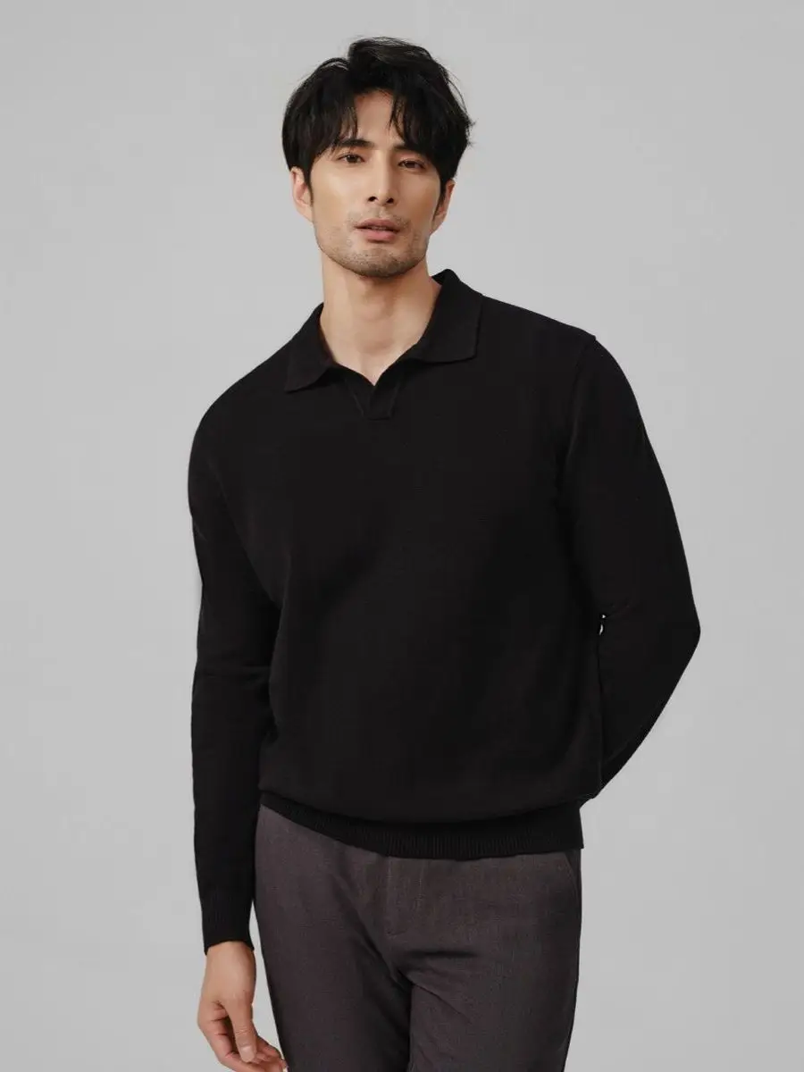 سترة محبوكة من Ele Italian-Sle مع غطاء محرك السيارة للرجال والنساء لخريف وشتاء ثي دافئ بياقة مقلوبة مقاس كبير #5