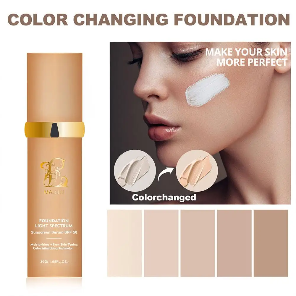 4 In 1 Liquid Foundation Color Changing Skin Tone Concealer Moisturizing Waterproof High Coverage Base Makeup Korea Cosmetics