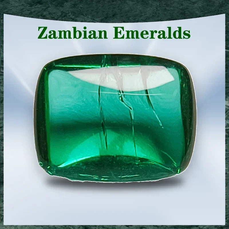 

Lab Grown Zambian Emeralds Selectable AGL Certificate Hydrothermal Rectangle Cushion Smooth Surface with Crack Inclusions Inside