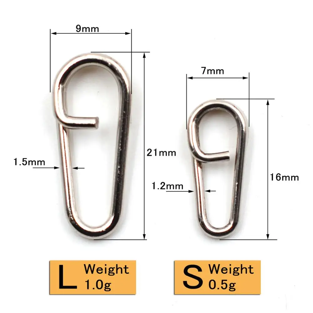 MNFT 50Pcs Sea Fishing Stainless Steel Bent Head Oval Split Rings & Fast Snap Clips Fishing Lure Leaders Connector Accessories