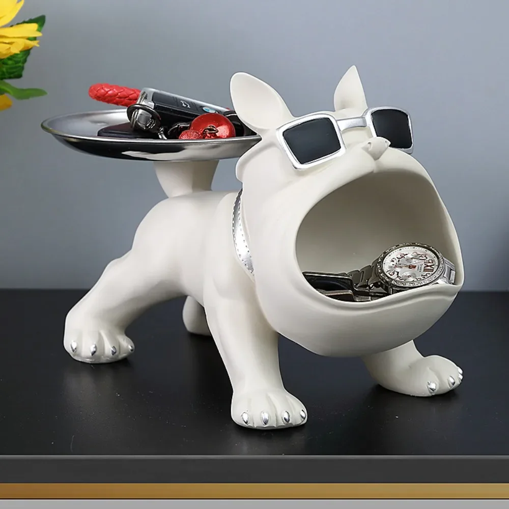 Home Light Luxury Jewelry Dog Statue Living Room Decorations Entryway Key Storage Ornament Storage Tray Decorative Figurines