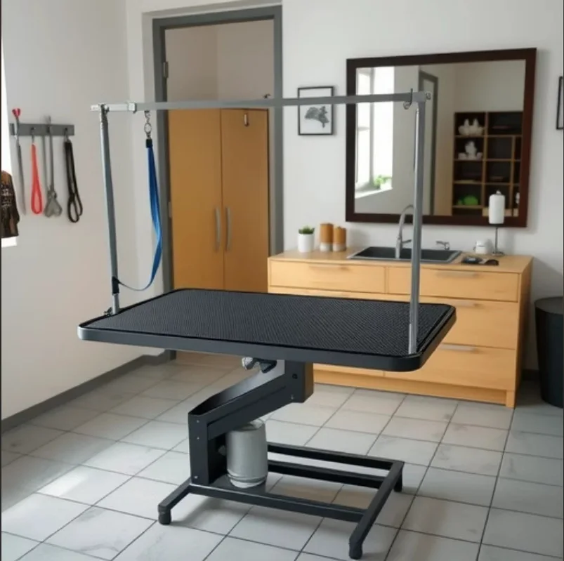 #Pet grooming table Hydraulic lifting non-slip desktop grooming table Dog bathing neck building modeling table Rubber