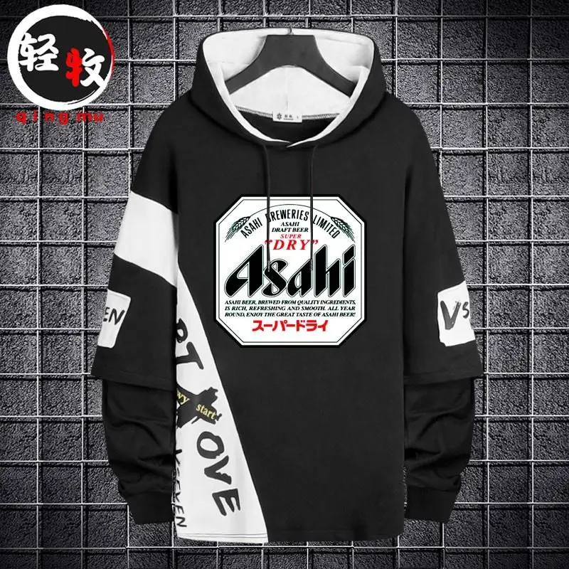 

Толстовка с длинными рукавами и логотипом Asahi Beer, хлопковая повседневная уличная одежда, модная молодежная толстовка на весну, осень и зиму