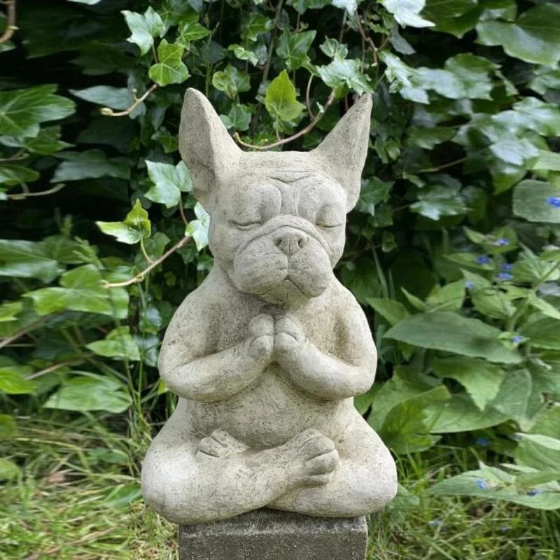 Estatua Bulldog Francés resina yoga meditación zen decoración jardín - imagen 5