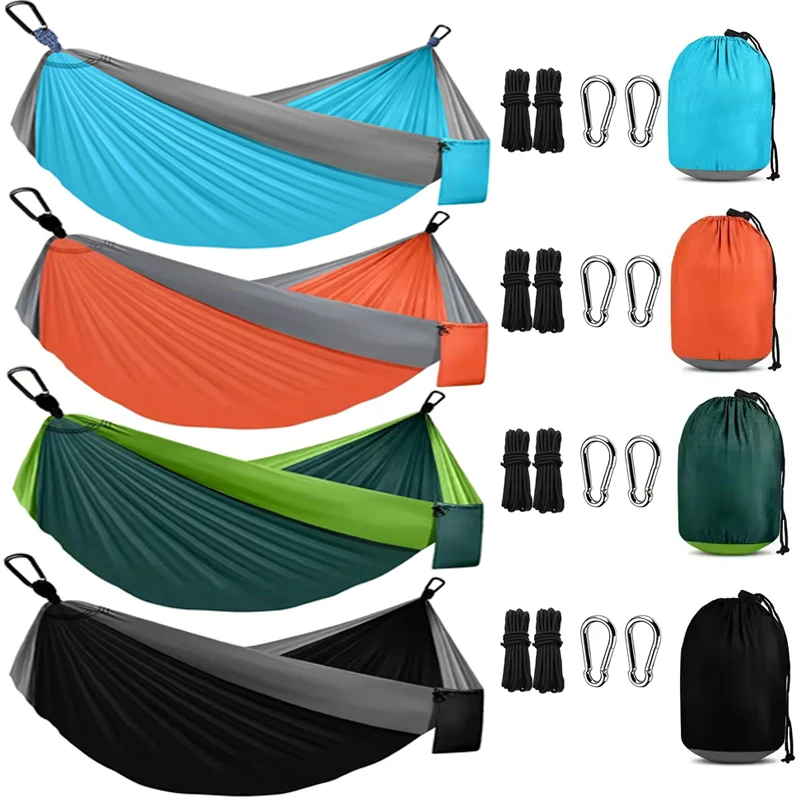 Nylon Camping Hammock Portable Indoor Outdoor Hammock for Camping Hiking Beach Backpacking Home Travel Ideal for Adults Teens