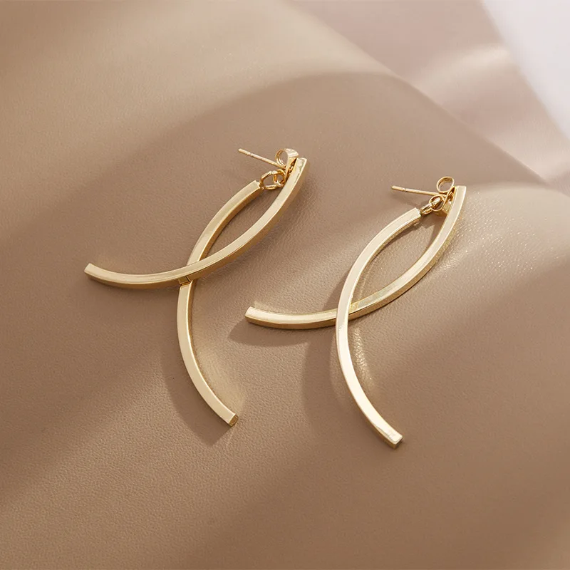 Korean Stylish Stainless Steel Long Drop Earrings For Women Fashion Simple Hanging Dangle Earrings Jewelry Girls Christmas Gift