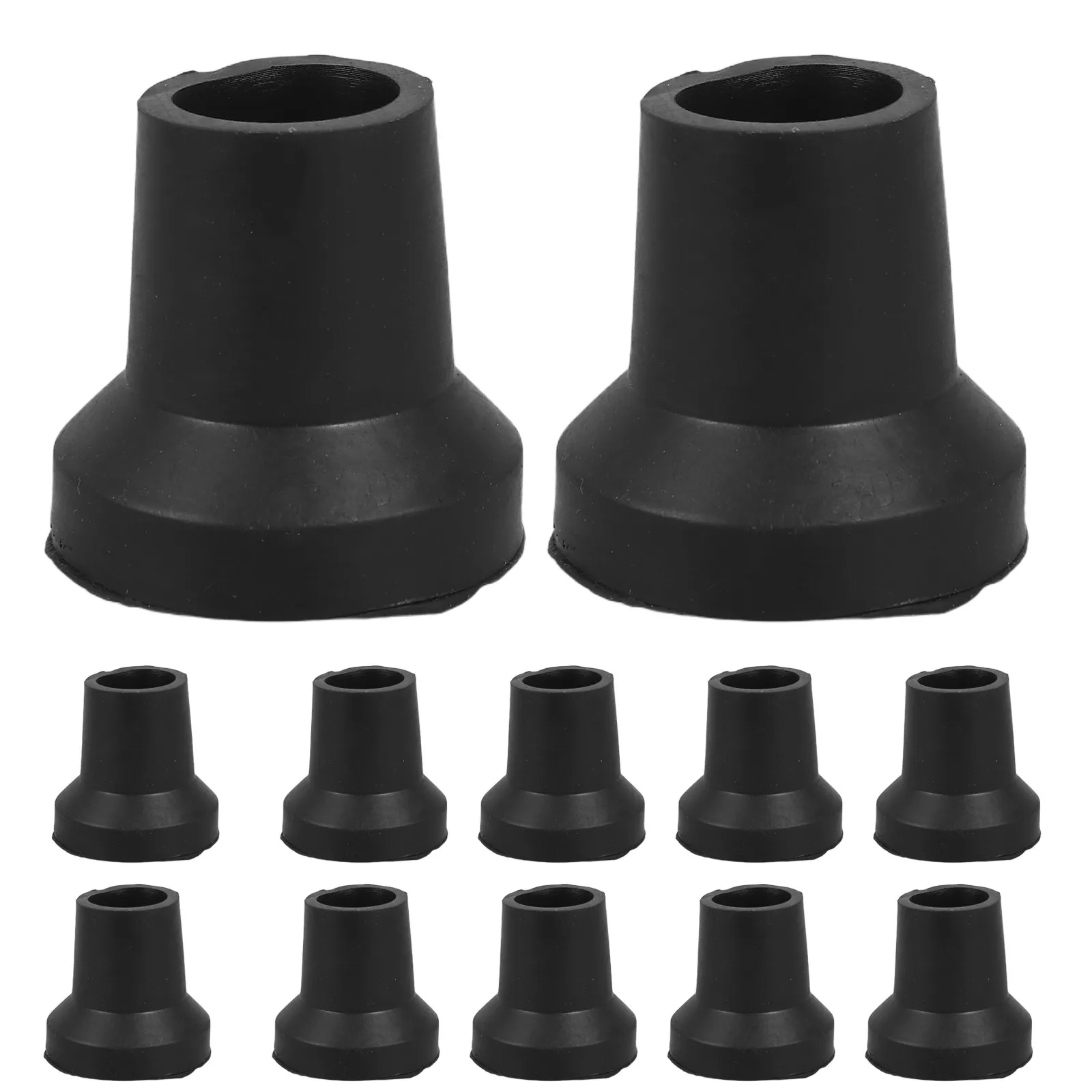 

12 шт. черных сменных резиновых наконечников для тростей, 16 мм, нескользящие, усиленные, для палок, для пожилых людей, для улучшения устойчивости и безопасности в помещении