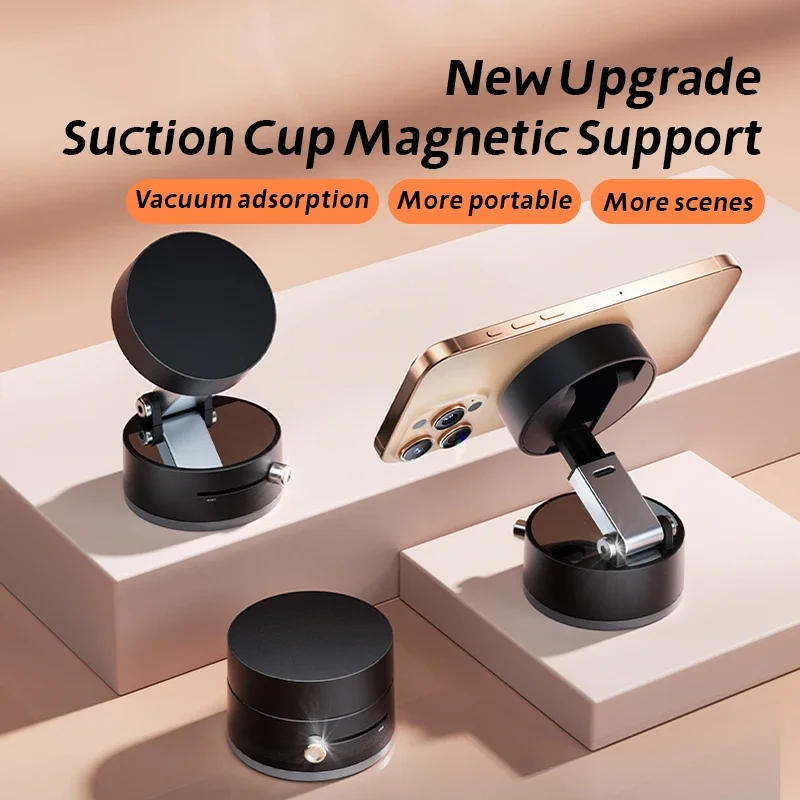 

Mini Vacuum Double Side Magnetic Suction Cup Holder Foldable Kitchen Lazy Phone Bracket For iPhone Android Smartphone