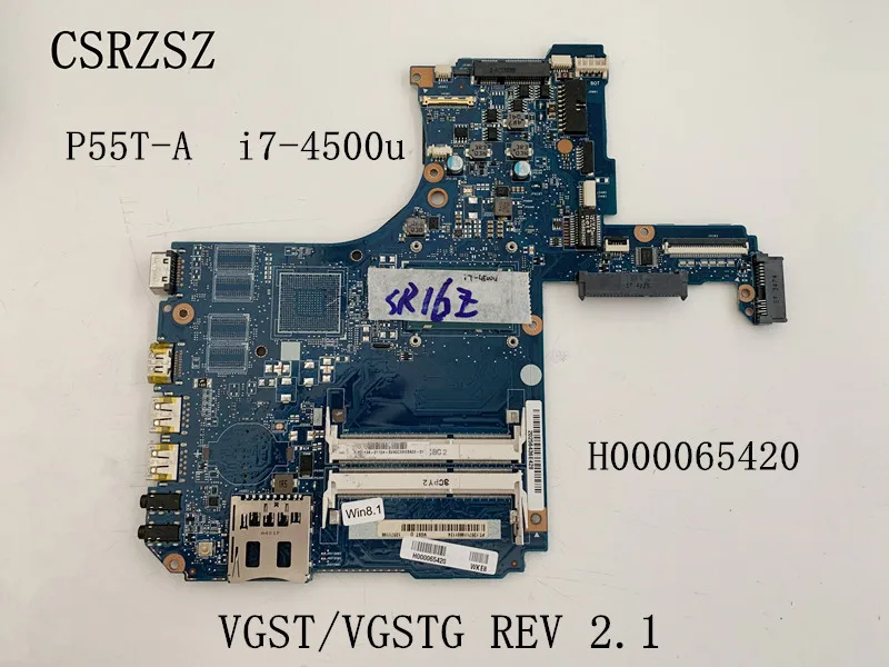 H000065420 VGST /VGSTG REV 2.1 For Toshiba satellite P55T-A  P55T Laptop motherboard with i7-4500u CPU  100% fully tested