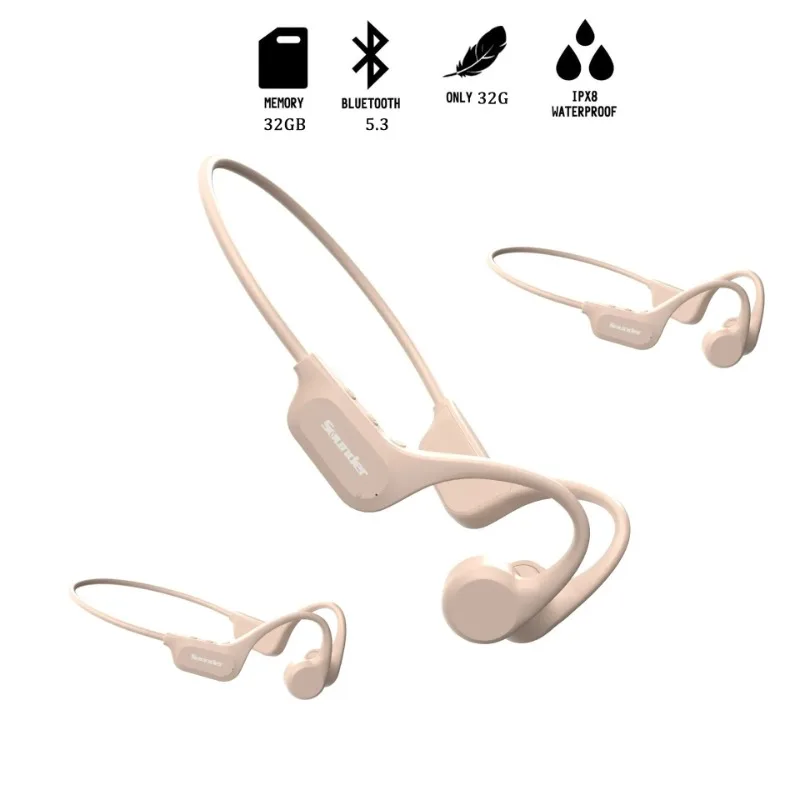 100% Original IPX8 Waterproof Bone Conduction Bluetooth Earbuds Swimming Sports Running Earbuds 32G RAM Active Noise Reduction