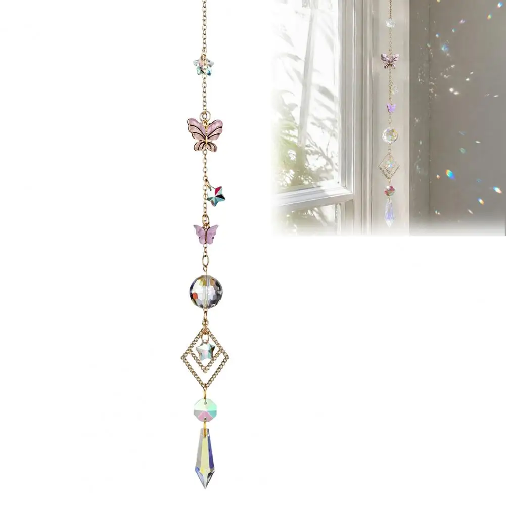 Hanging Ornament Decorative Garden Decor Butterfly Suncatcher Wind Chime Rainbow Maker Prism Hanging Ornament Indoor for Home
