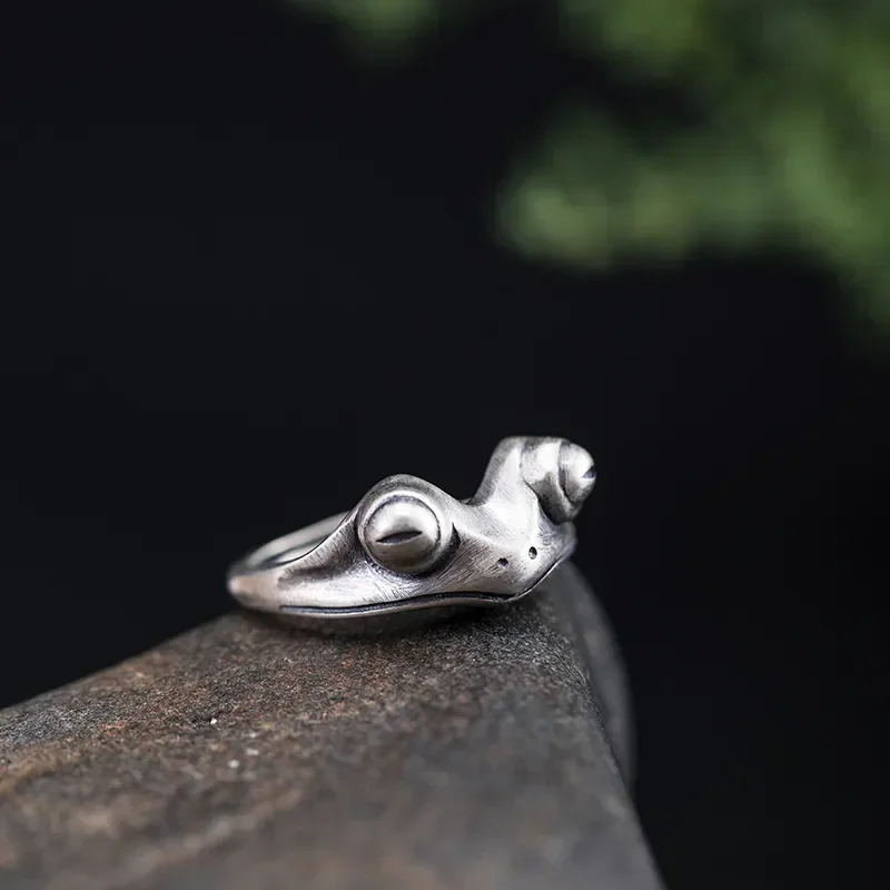 Eyes Closed Frog Ring Men Hip Hop Style Open Adjustable Ring European American Cross Border Fashion Personality Frog Prince