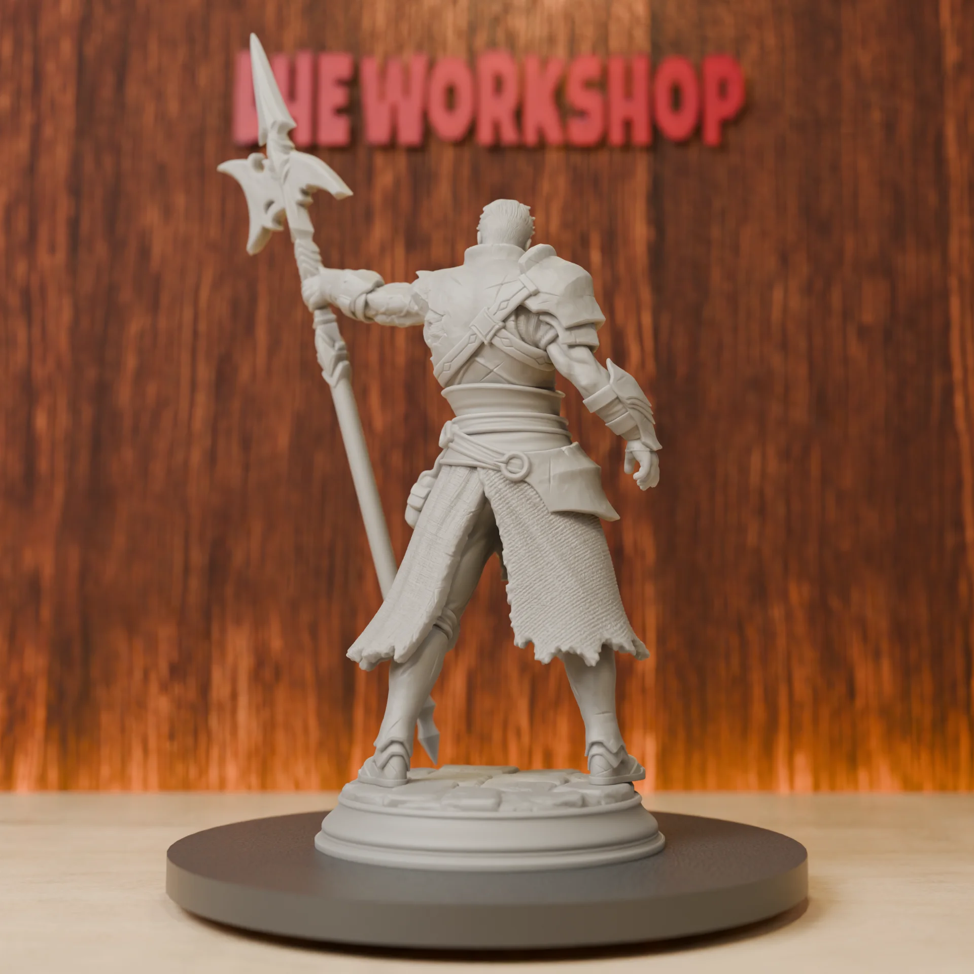 Halberd Warrior Miniatures | Unpainted Grey | Resin 3D Printed DND Pathfinder Mini