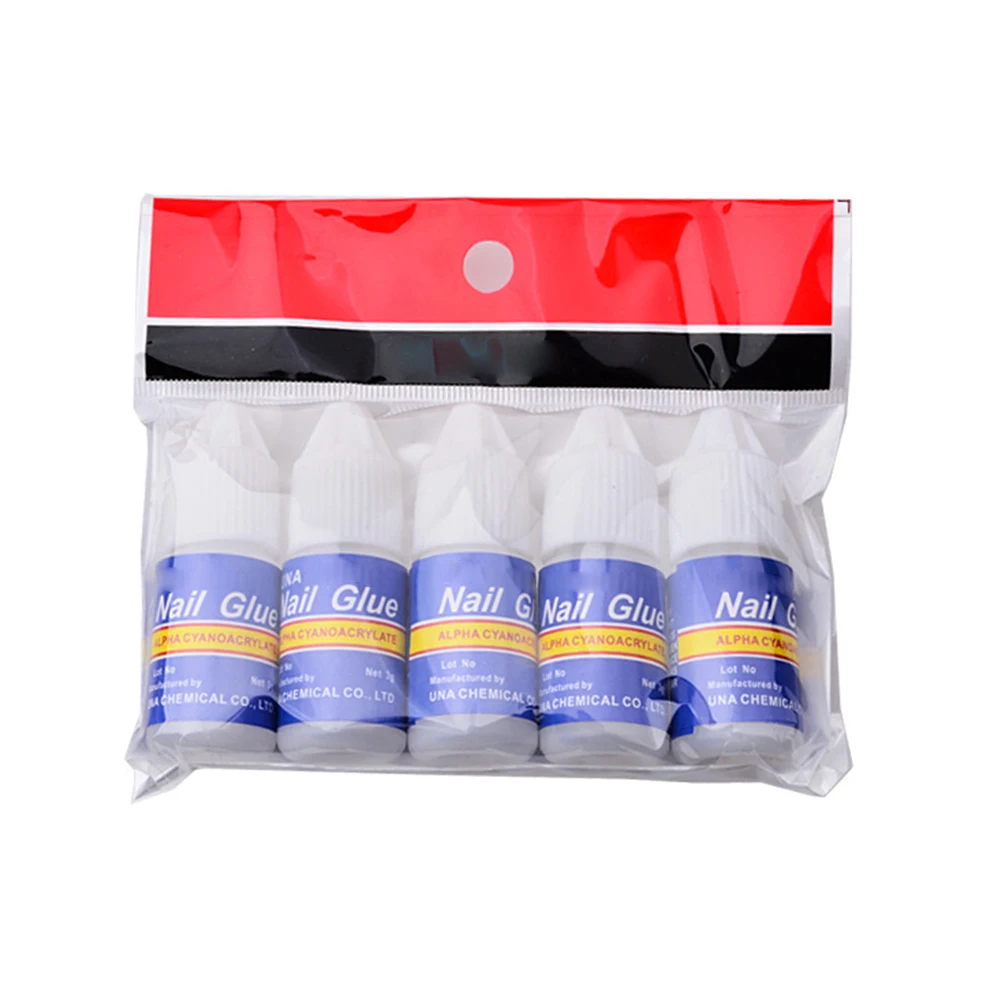 

5 Pcs 3g Professional Acrylic Nail Art Glue Bottle Tips Rhinestones Manicure Tools for UV Gel Nail Art Use