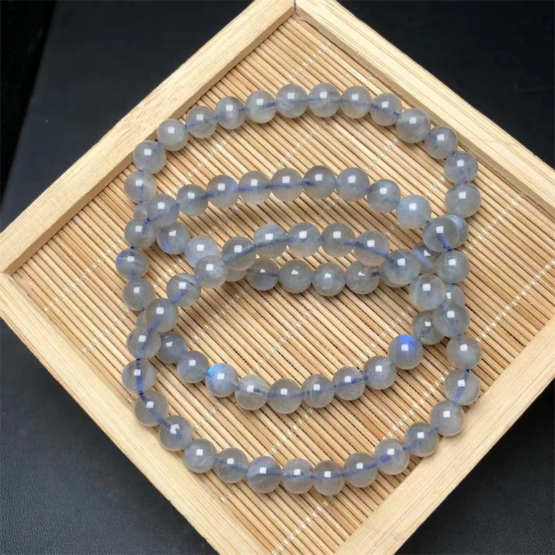 7MM Natural Labradorite Bracelet Women Men Fashion Jewelry Yoga Energy Round Beads Strand Elastic Bangles