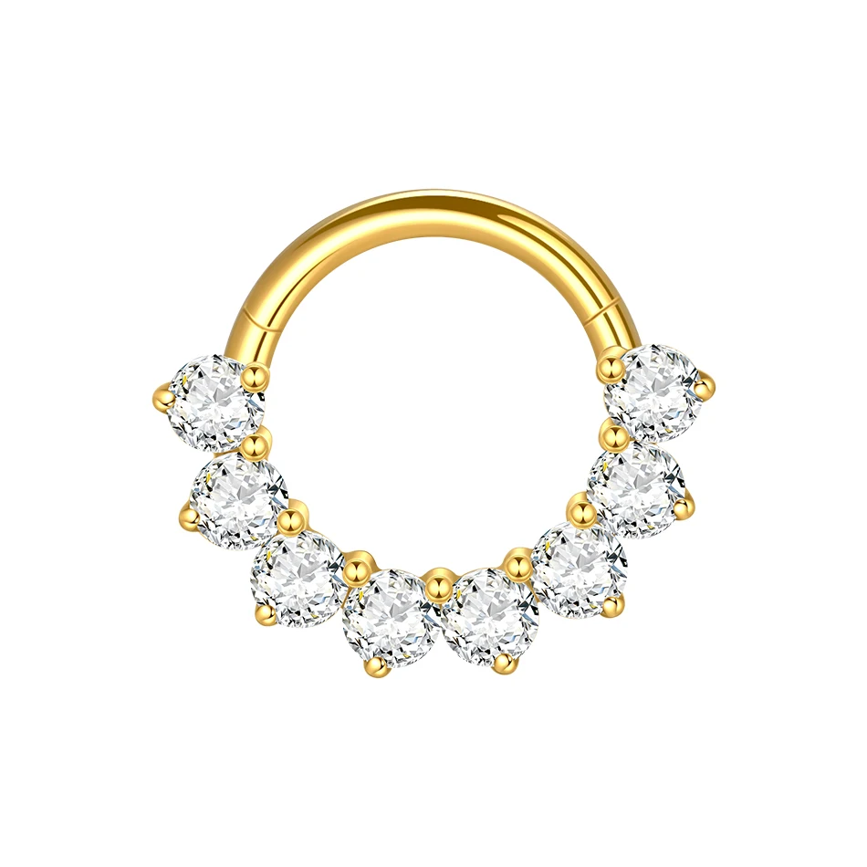 1PC G23 Titanium Marquise CZ Septum Clicker Hoop Neuspiercings Oorkraakbeen Oorbel Daith Tragus Helix Conch Piercing Sieraden 16G