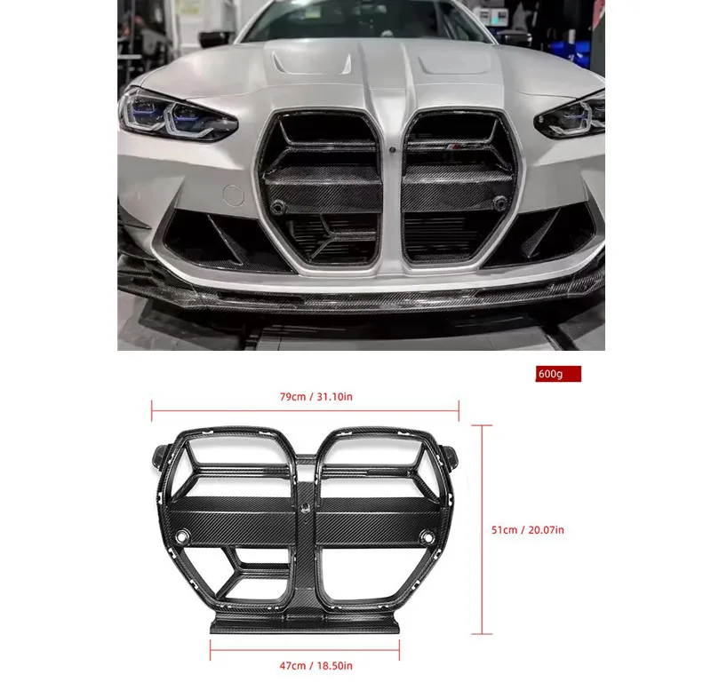 Dry Carbon Fiber Car front grill For BMW G80 G82 G83 M3 M4 2021+ with ACC CSL Style auto parts with ACC Front Bumper Grill