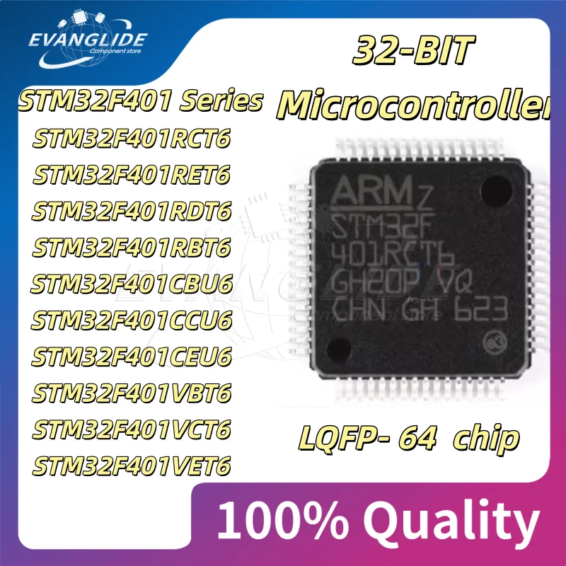 5 PCS/LOT STM32F401 Series LQFP64 32-BIT Microcontroller chip STM32F401RCT6 STM32F401RET6 STM32F401RDT6 STM32F401RBT6 STM32F401