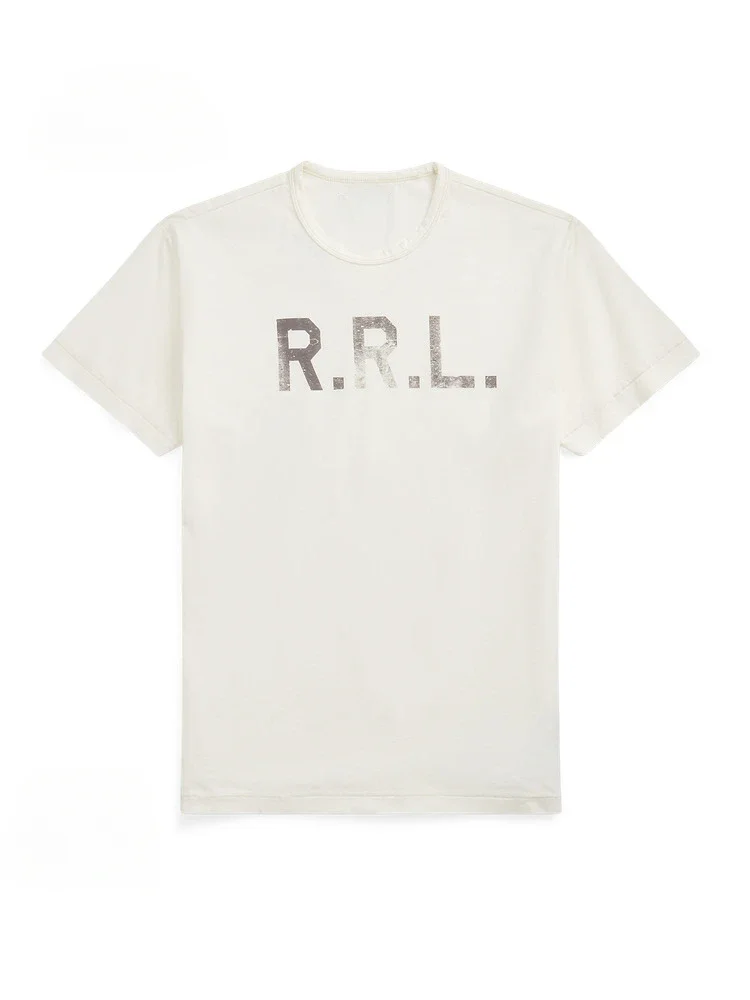 

2025 New Hot Fashion Luxury Brand Rrl Letter Printed Loose Women's Printed Letter Round Neck T-shirt Cotton High-quality