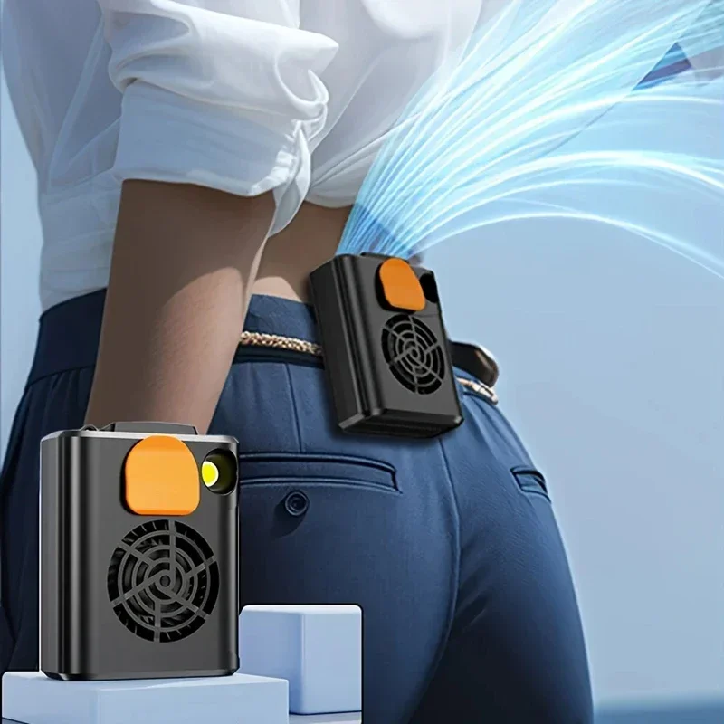 Hanging waist fan, portable waist clip USB charging, portable outdoor bladeless hanging neck fan, high-temperature operation
