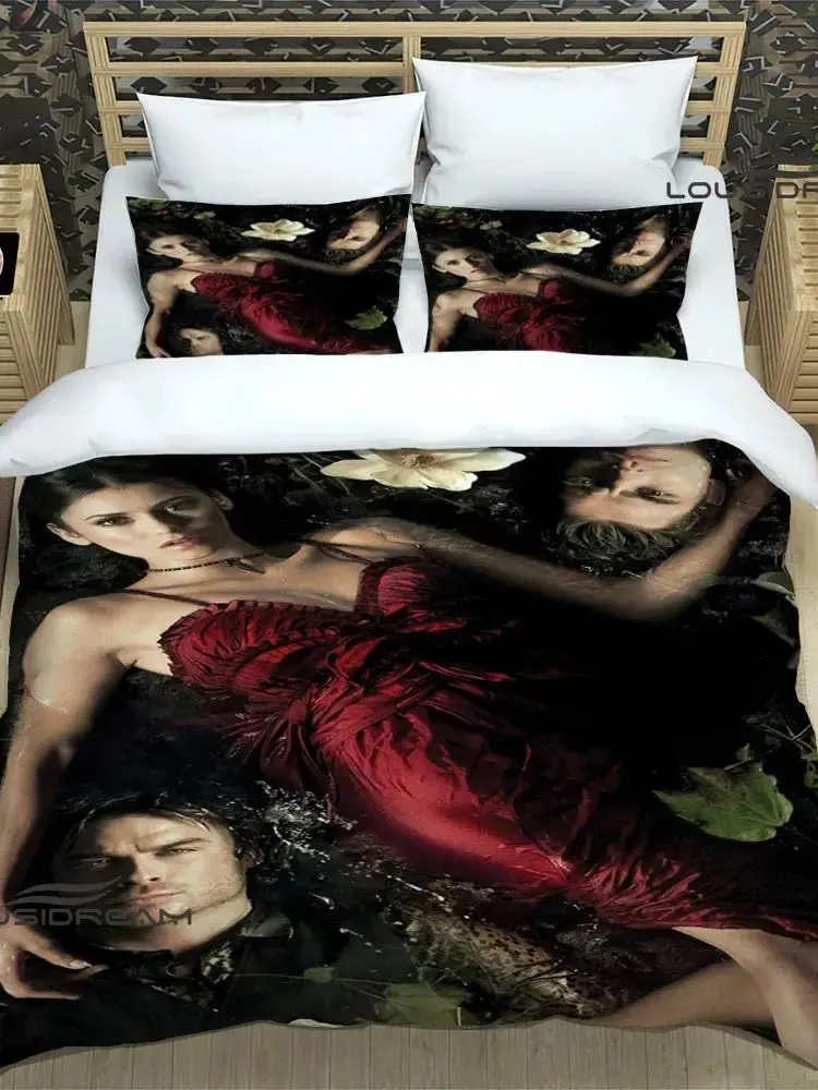 Das Bettwäsche-Set „The Vampire Diaries“ mit 3D-Druck, bestehend aus Bettbezug, Bettdecke und Kissenbezug, in den Größen King, Queen und für Kinder – ein ideales Geschenk. – Detail 22