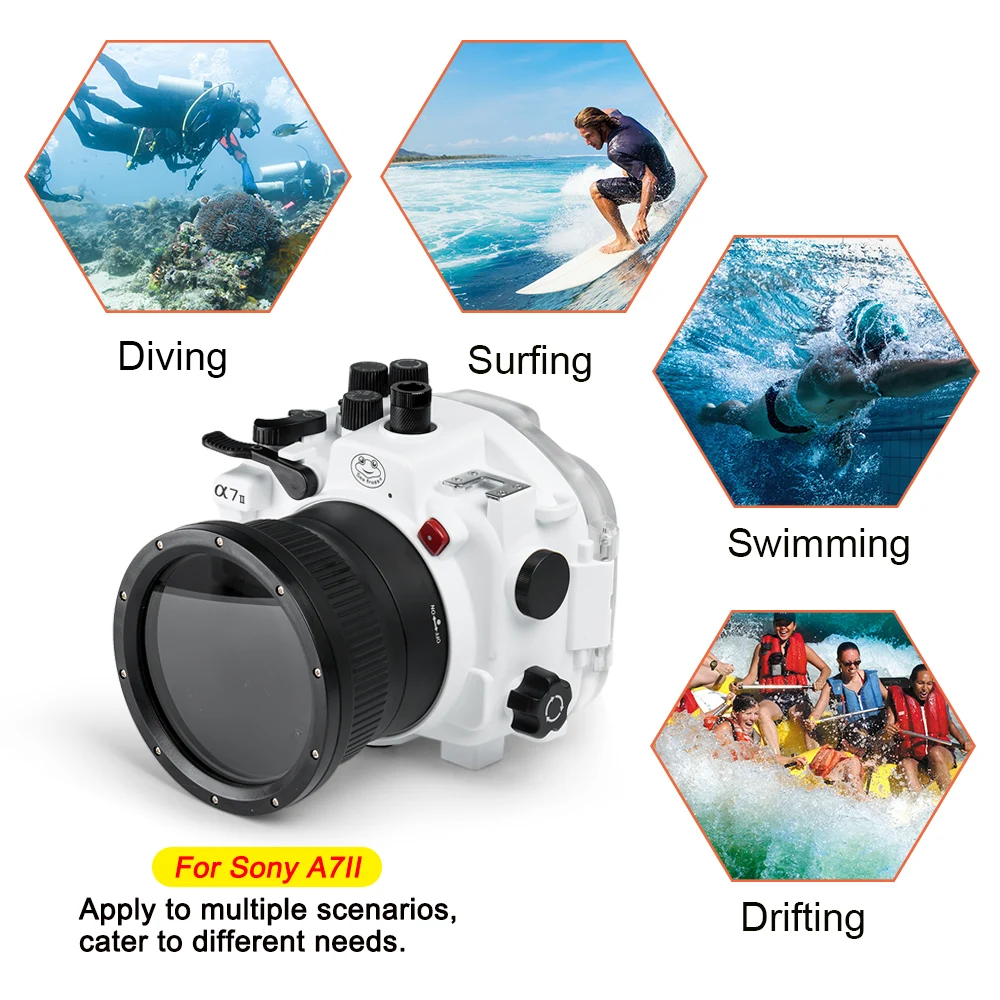 Seafrogs Underwater Camera Housing Case with Pistol Grip Standard Port for Sony A7 II NG Series A7S II 40M/130FT Dive Equipment