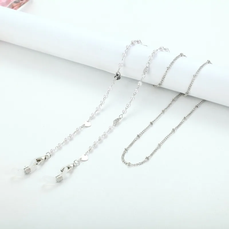 2023 Fashion silver color Sunglasses Chain Mask Lanyard Disc Pearl Rose Flower Glasses Chain Mask Holder New Jewelry for Women