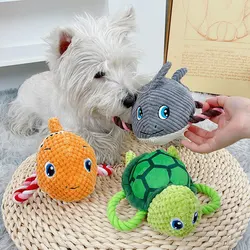 2024 New Bite Resistant Dog Squeak Toy Squeaking Dog Shark Toys Chewing Turtle Fish Pet Puppy Chew Toy Plush Dog Accessories