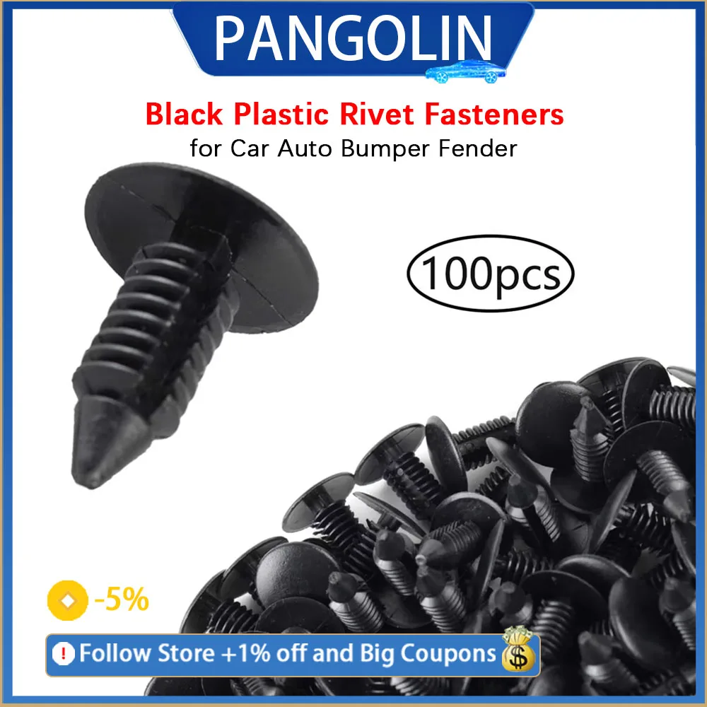 

PANGOLIN 100PCS 8mm Car Bumper Clips Fastener Rivets Retainer for Fender Hood Panel Trim Universal for GM Ford Chrysler