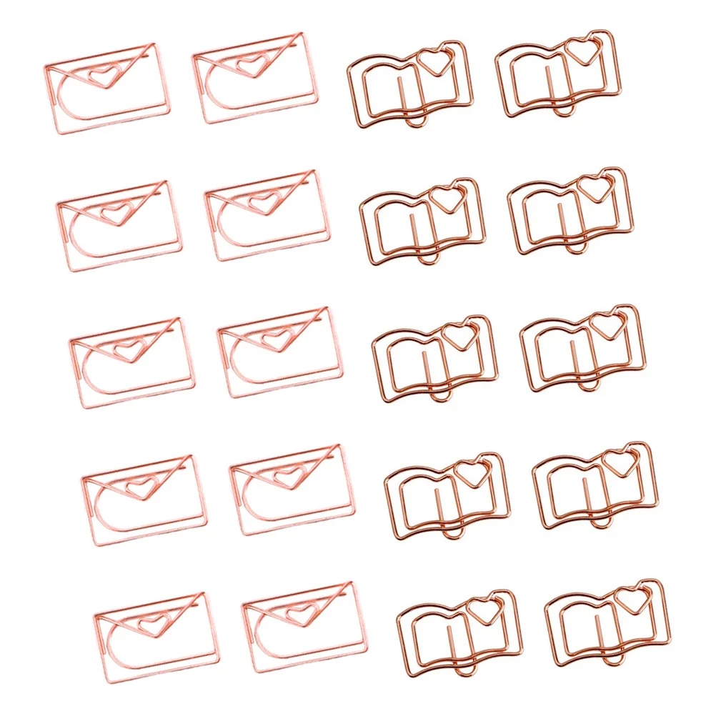 

20Pcs Book Shape Paper Clips Letter Shaped Multi-Use Clips for Office Supplies Document Fixing Small Paperclips