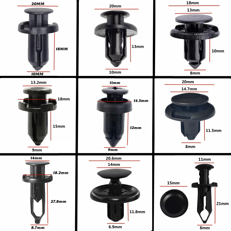 

20Pcs For 7mm 8mm 9mm 10mm Hole Universal Car Bumper Retainer Clips Plastic Auto Door Panel Fender Liner Retainer Fasteners Clip