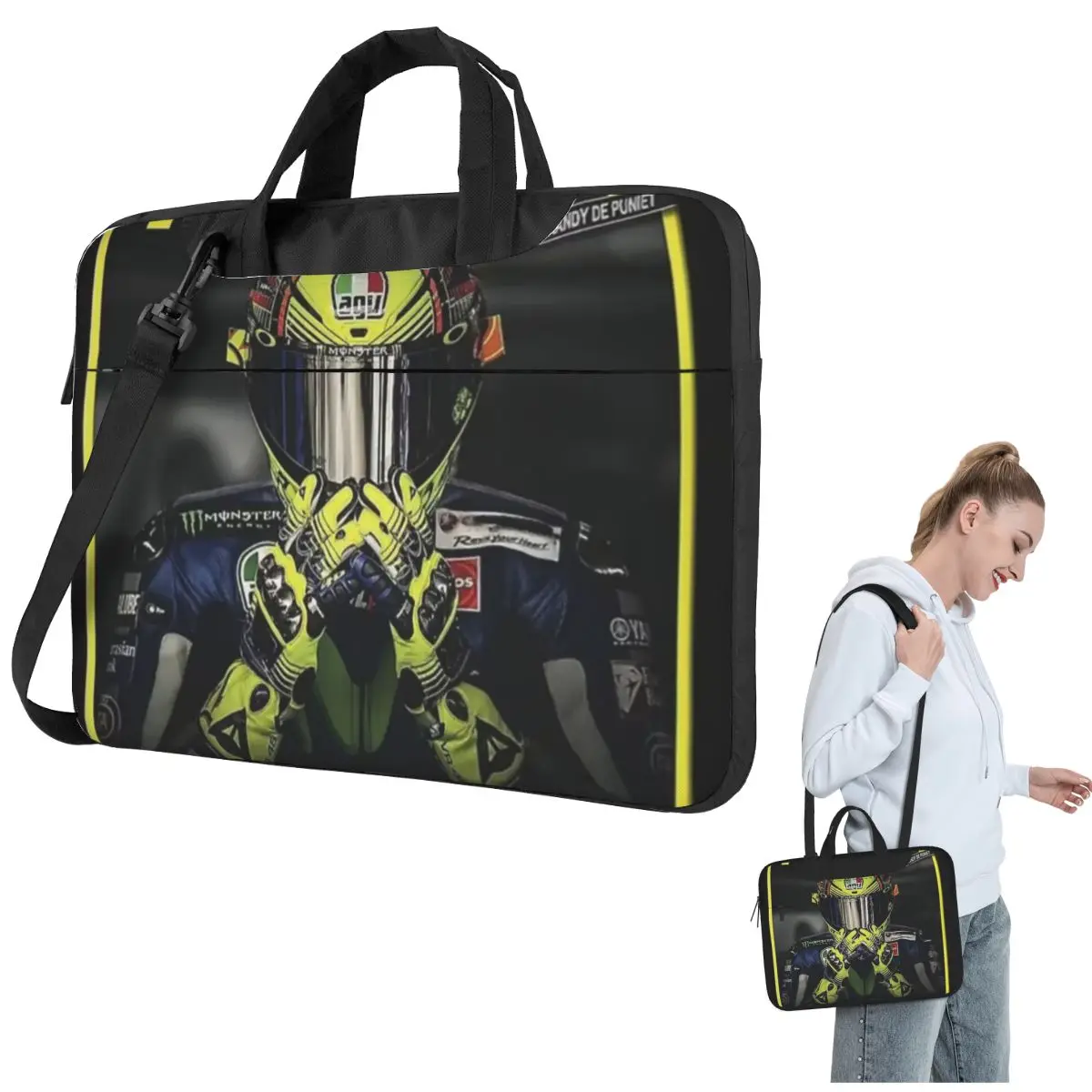 Moto Gp Rossi Race Racing Racer Crossbody Laptop Bag Case Computer Bag 13 14 15.6 Inch Notebook Pouch for Lenovo